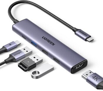 UGREEN Revodok USB C Hub PD100W, 4K HDMI, 3 x USB A Data Ports USB C Dock USB C Adapter Multiport Adapter Compatible with iPhone 16, Galaxy S24, Surface, MacBook Pro/Air, iPad Pro/Air, Steam Deck