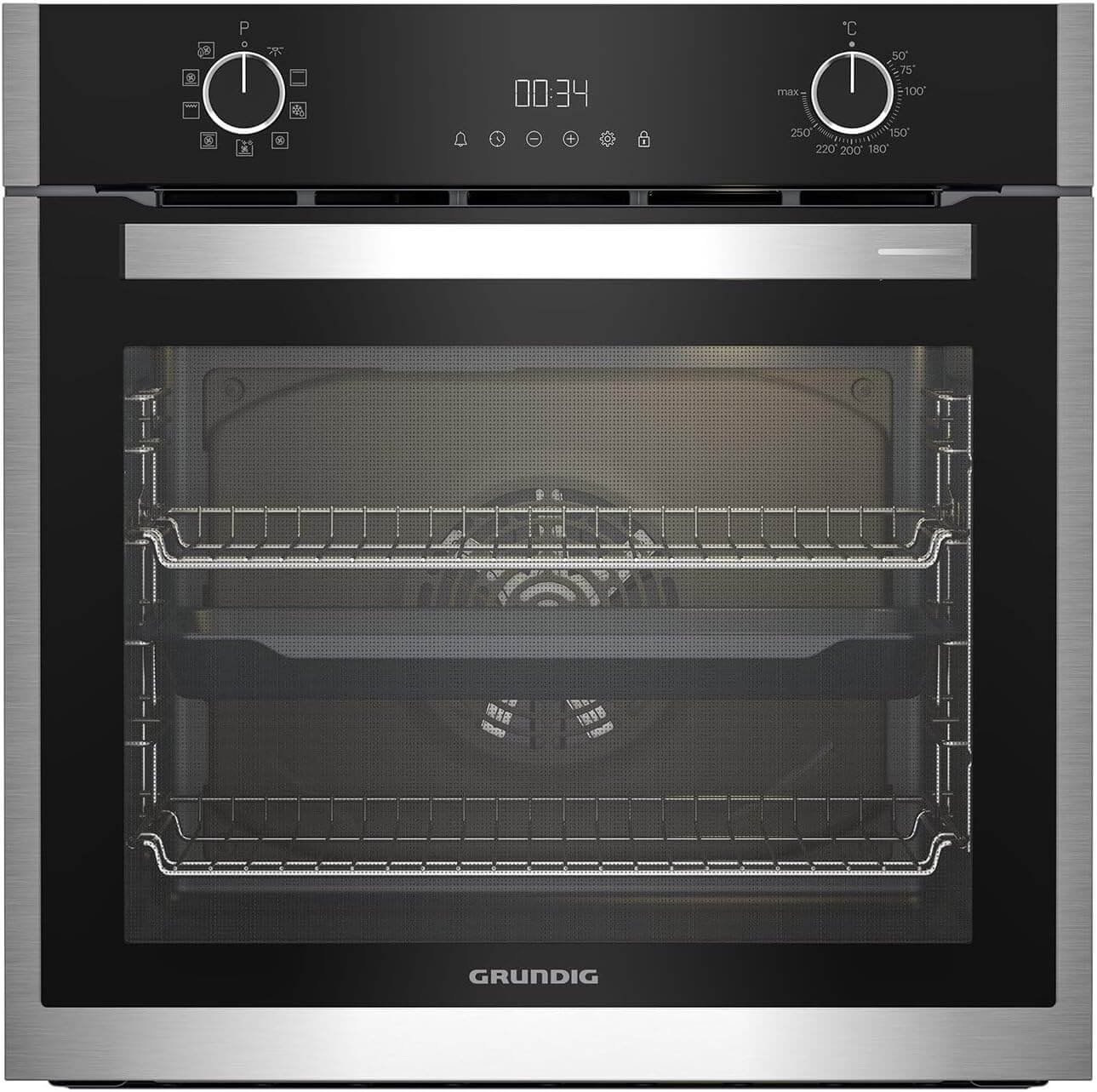 GRUNDIG GEBM19300XC 60cm HotAero Pro Single Electric Multifunction Oven - Stainless Steel