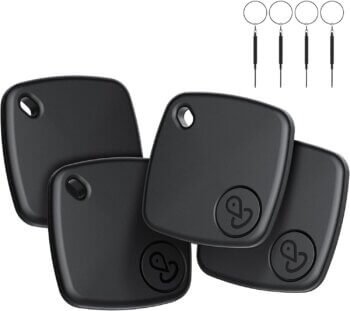 Air Tracker Tag-4 Pack, Item Finder Works with Apple Find My (iOS Only), Air Tags with Lanyard/Key Ring, Key Finder for Bags, Luggages, Wallets, Suitcases, Replaceable Batteries, Worldwide Tracking