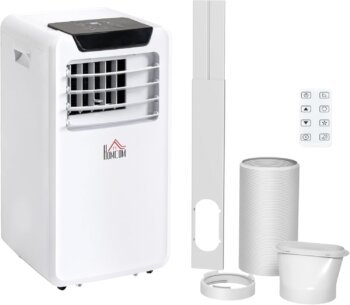 HOMCOM 10000 BTU Air Conditioning Unit, 3-in-1 Portable Air Conditioner, Dehumidifier, Cooling Fan with Remote Control, LED Display, 2 Speeds, 24H Timer, Window Venting Kit
