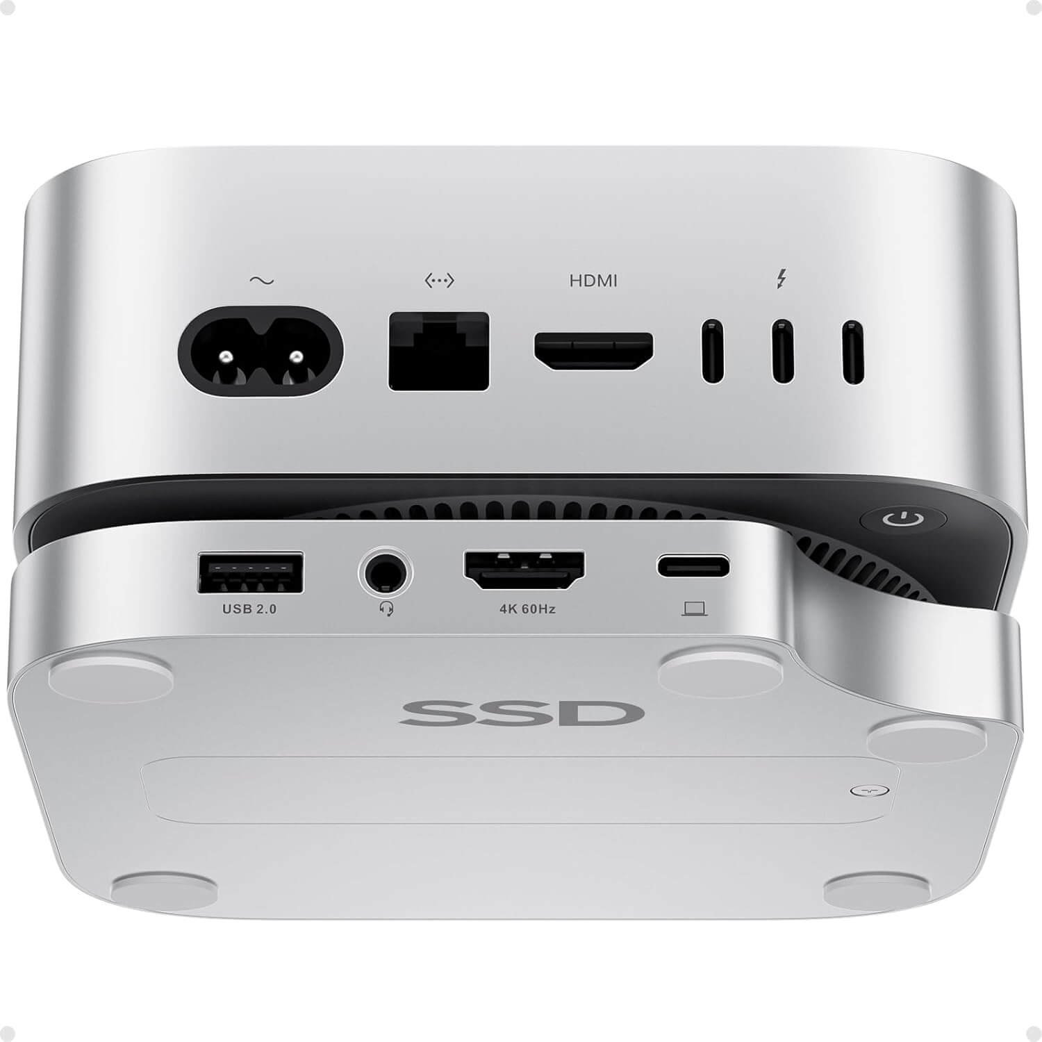 PULWTOP Mac Mini M4 Hub Stand with M.2 SSD Enclosure, 9-in-1 Mac Mini M4 Dock Mount with HDMI 4K 60Hz, 3 x USB A 2.0,