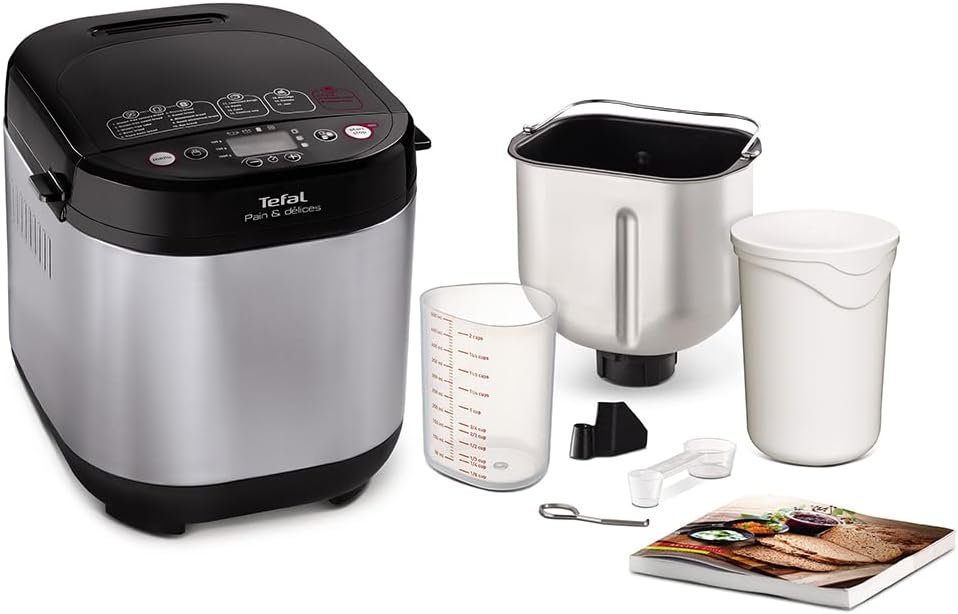Tefal Breadmaker With Yoghurt Pot Accessory, 15 Hours Delay Start, Kitchen, 20 Auto Programs, Gluten-Free, Sourdough Bread, White Bread, Pizza Dough, Porridge, Brioche Bread, Crust Settings,