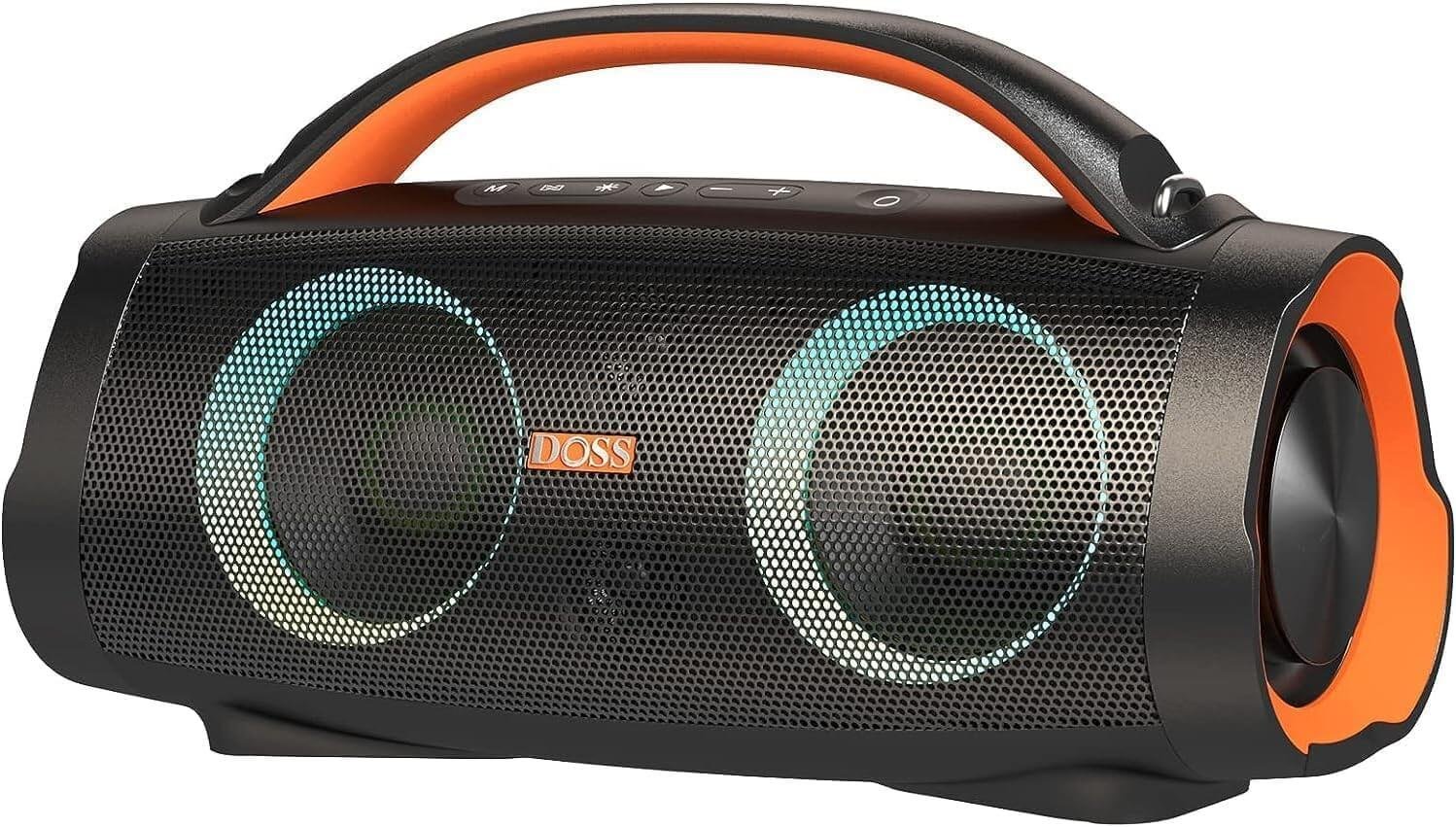 DOSS Extreme Boom+ Bluetooth Speaker with 100W Stereo Sound, Extra Bass, 20H Playtime, IPX6 Waterproof, Power Bank, Mixed Color Light, Portable Speaker for Outdoor, Camping, Beach, Garden