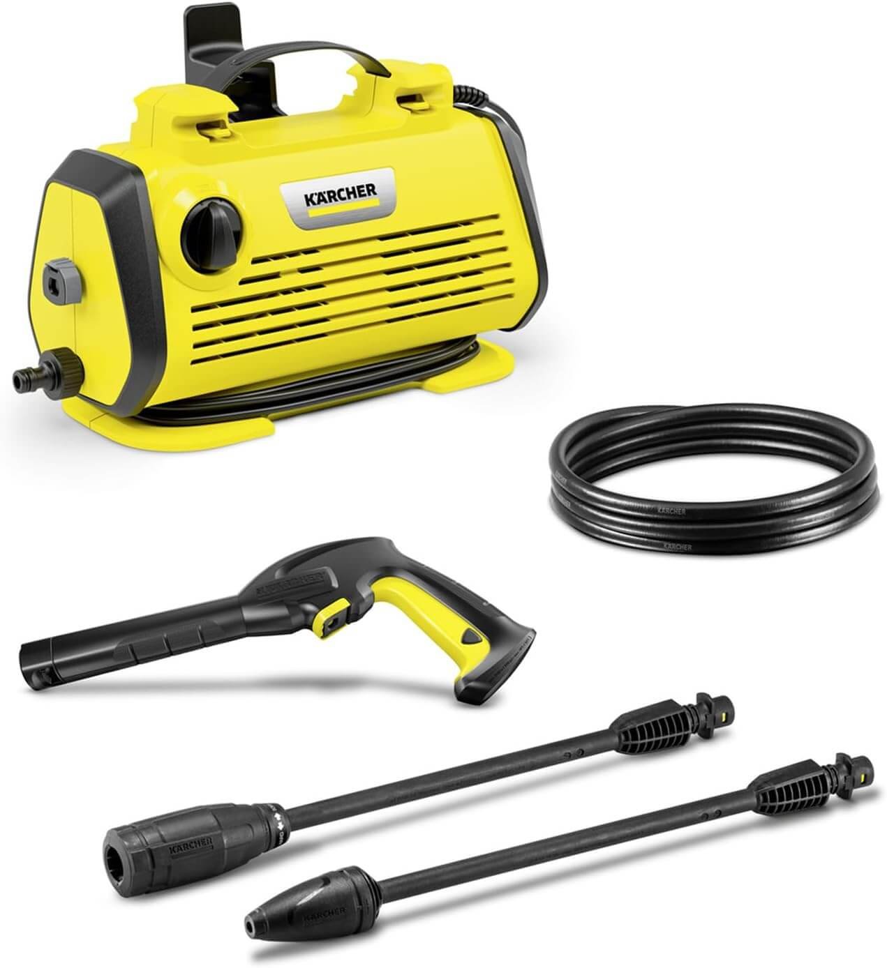 ärcher K 3 Horizontal Pressure Washer, Pressure: max. 120 bar, Flow Rate: 380 l/h, Area Performance: 25 m²/h, Water Filter, Weight: 3.7 kg, high-Pressure Hose and Gun, Spray Lance, Dirt Blaster