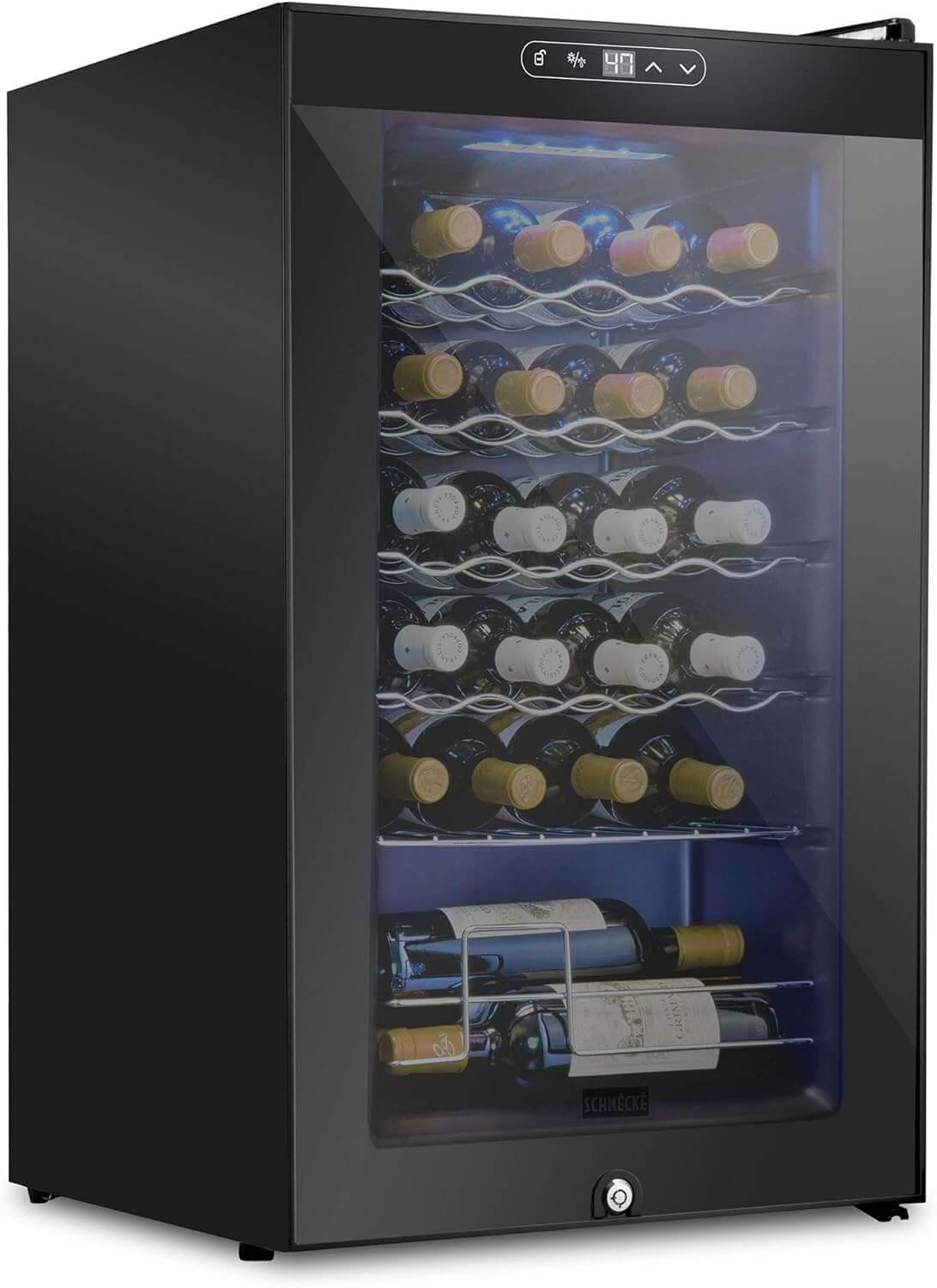 Schmecke 24 Bottle Compressor Wine Cooler Refrigerator w/Lock | Large Freestanding Wine Cellar | 41f-64f Digital Temperature Control Wine Fridge For Red, White, Champagne or Sparkling Wine 