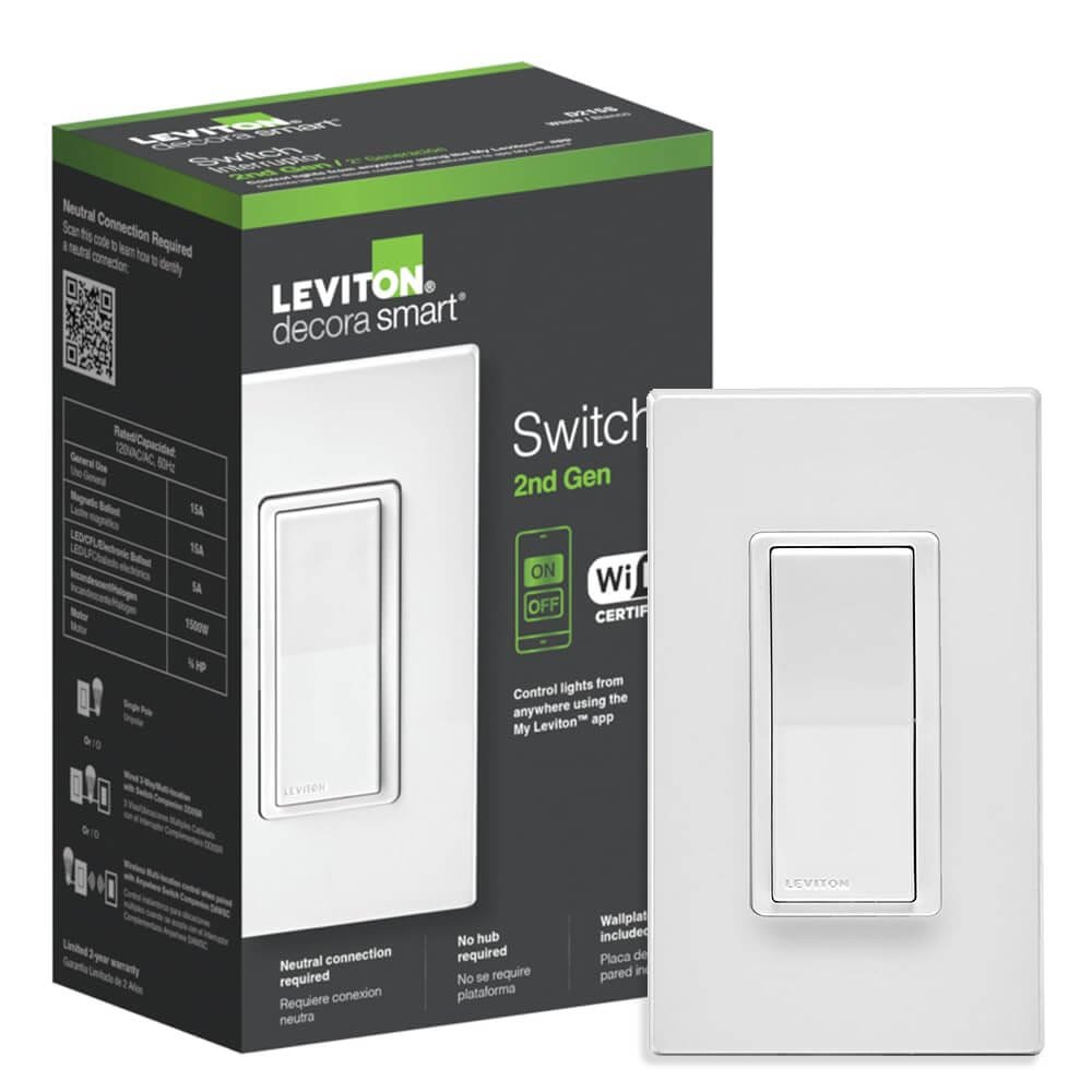 Leviton Decora Smart Switch, Wi-Fi 2nd Gen, Neutral Wire Required, Works with Matter, My Leviton, Alexa