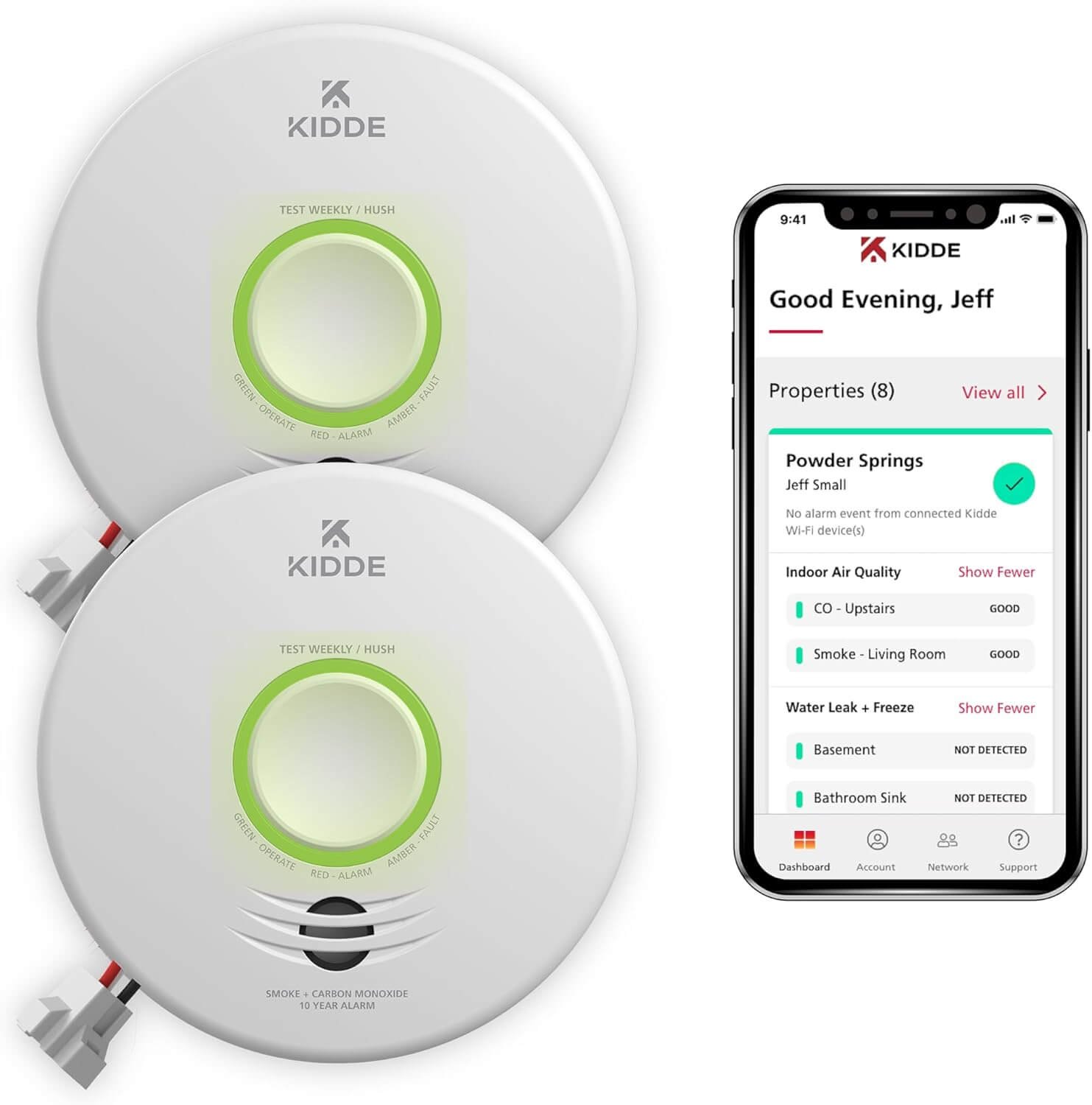 Kidde Smart Smoke & Carbon Monoxide Detector, WiFi, Alexa Compatible Device, Hardwired w/Battery Backup, Voice & App Alerts