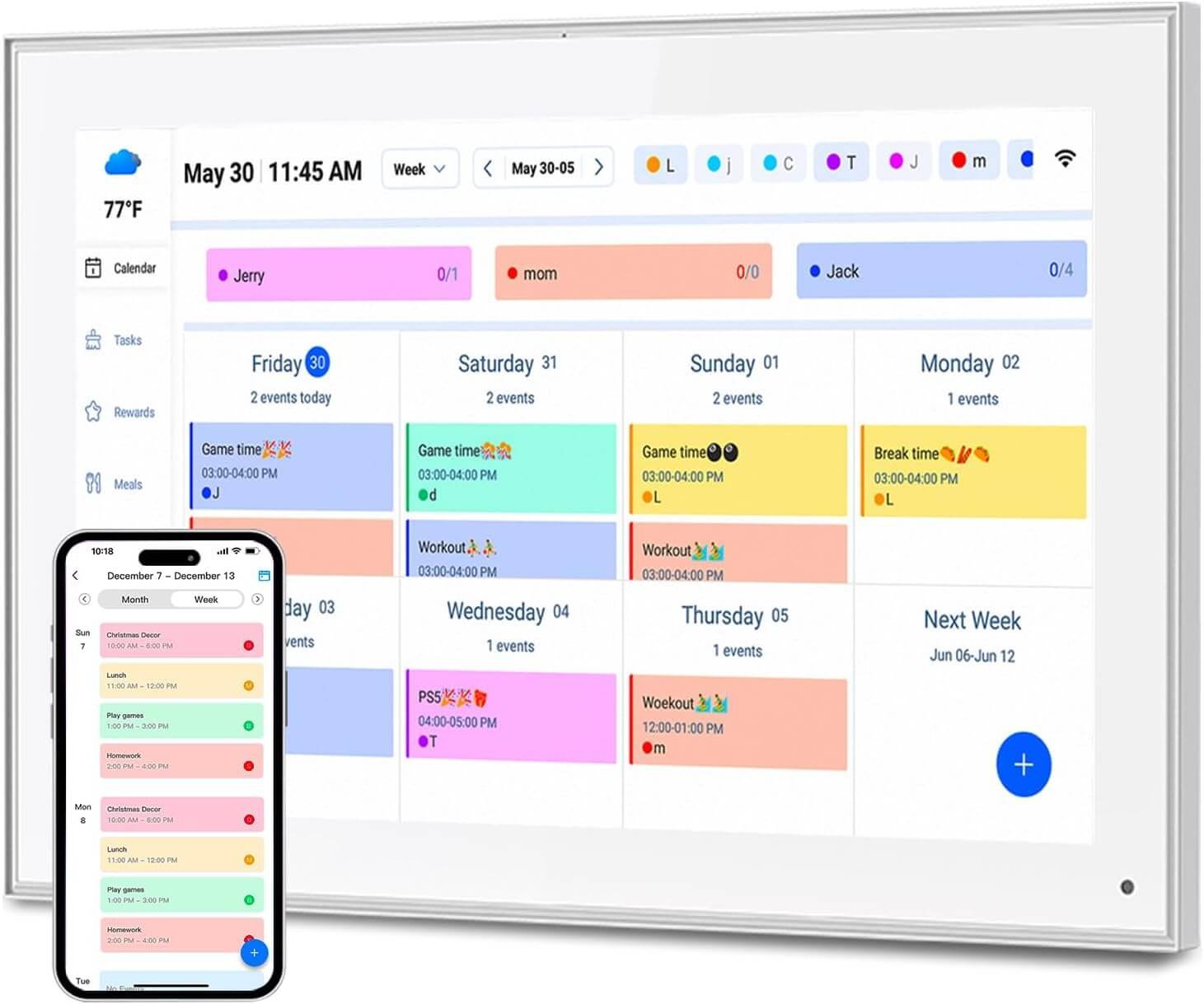 15.6 Inch Smart Digital Calendar Planner & Chore Chart, IPS HD Touch Screen Display for Family Schedules, Hearth Display Desk Smart Calendar Seamless Scheduling