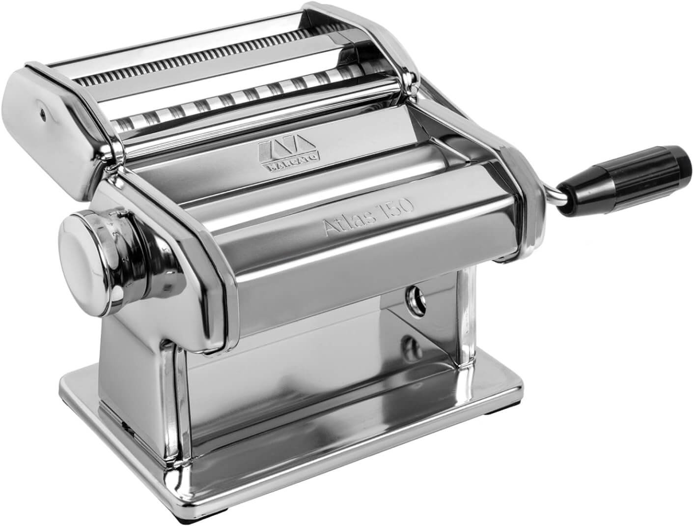 MARCATO Made in Italy Atlas 150 Classic Manual Pasta Maker Machine, Chrome Steel. Makes Lasagna, Fettuccine & Tagliolini