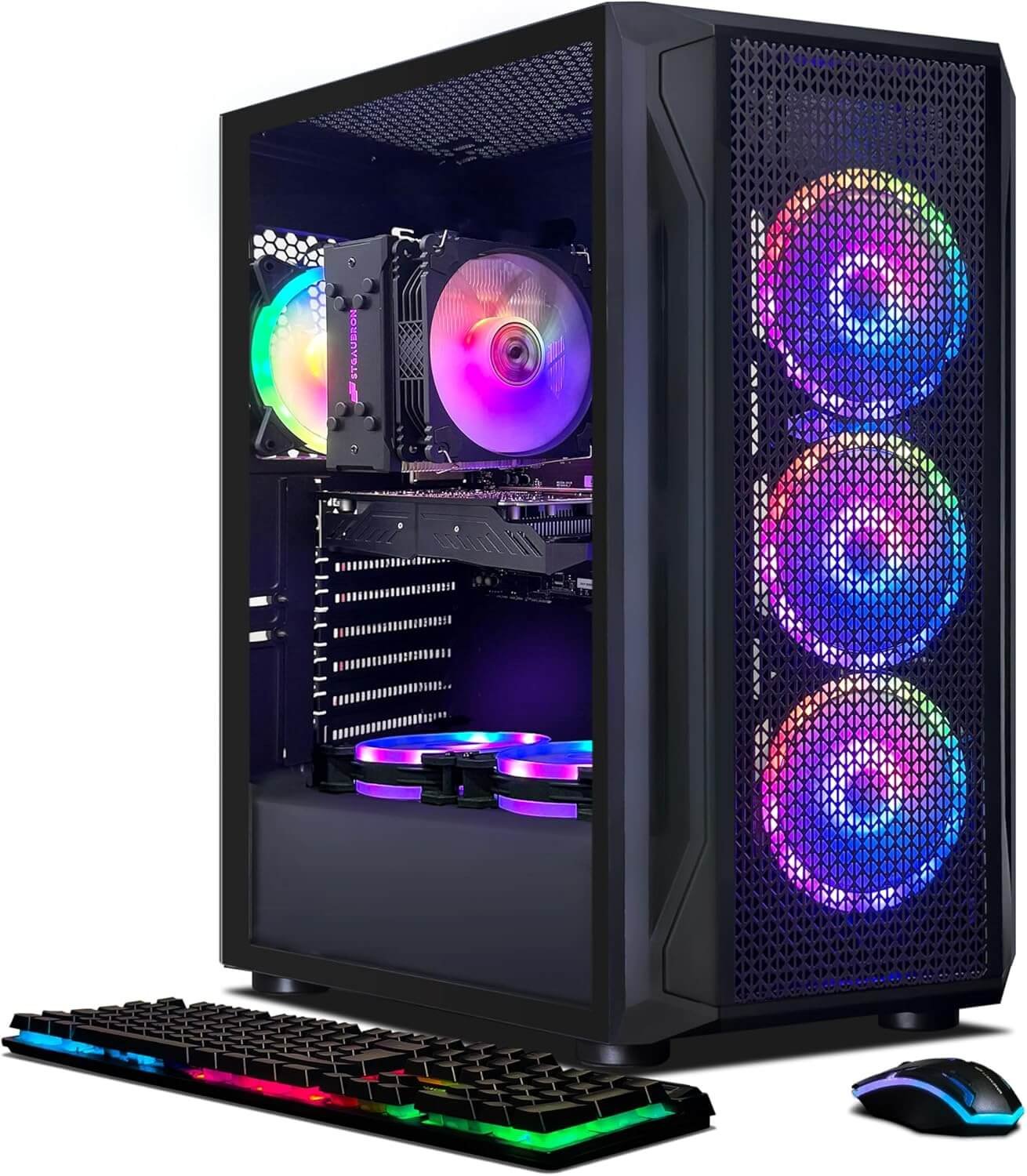 STGAubron Gaming PC Computer Desktop, Intel Core i7-12800HX up to 4.8GHz, GeForce RTX 3050 6G, 16G DDR5, 1TB SSD, WiFi 6, BT 5.2, RGB Fan x6, Windows 11 Home
