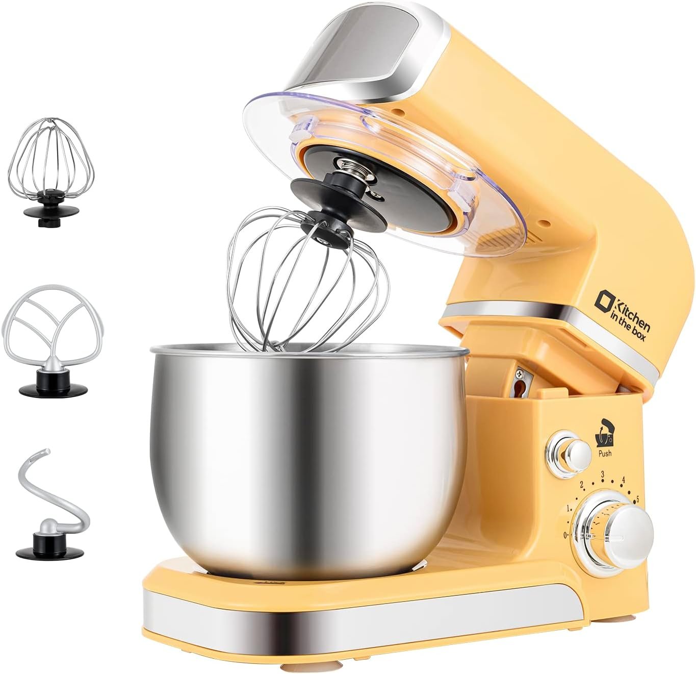 Kitchen in the box Stand Mixer,3.2Qt Small Electric Food Mixer,6 Speeds Portable Lightweight Kitchen Mixer for Daily Use with Egg Whisk,Dough Hook,Flat Beater