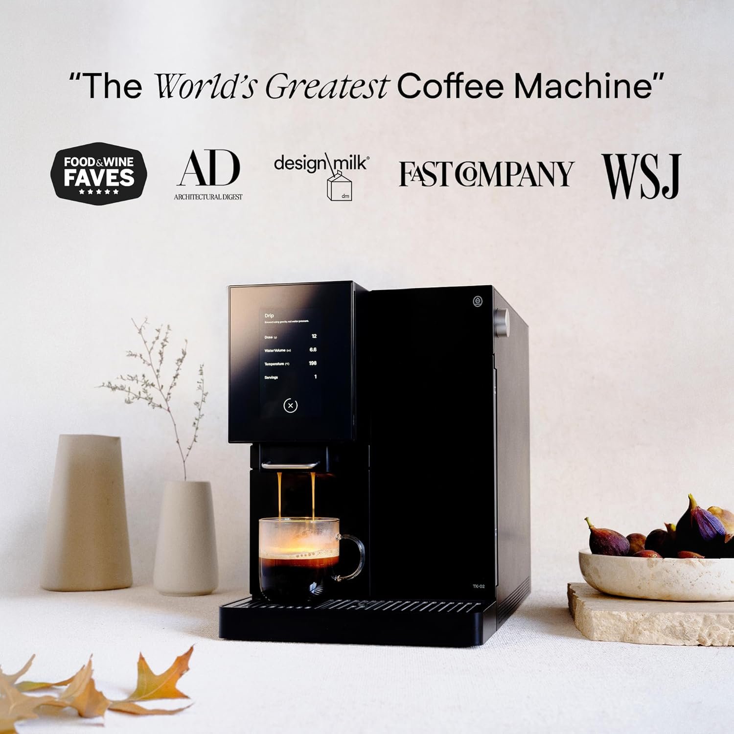 Terra Kaffe Super Automatic Espresso Machine - App-Enabled Coffee Machine - Auto Wake & Sleep - All Milk Types - Roaster-Approved Espresso Settings - Cappuccino Machines - Gifts for Men - White TK-02