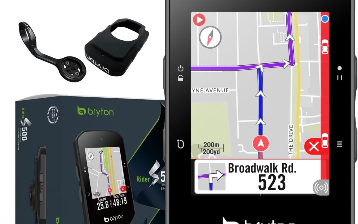 Bryton Rider S500 2.4 Inch Color LCD Touchscreen GPS Bike/Cycling Computer Offline UK & EU Map, Compatible with Bike Radar, 24hrs Long Battery Life, Navigation with Turn-by Turn Follow Track