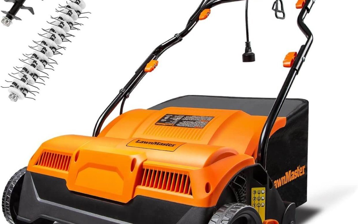 LawnMaster GVB1316 Electric 16” 13 Amp Dethatcher and Scarifier with 12 Gallon Collection Bag