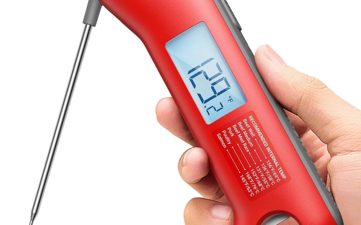 Professional Meat Thermometer Digital, Ultra-Fast 0.5 Sec Instant Read, NIST Certified ±0.5°F Accuracy, 100% Waterproof, Auto-Rotating Backlit Display, Lift-to-Wake, for BBQ/Cooking/Candy